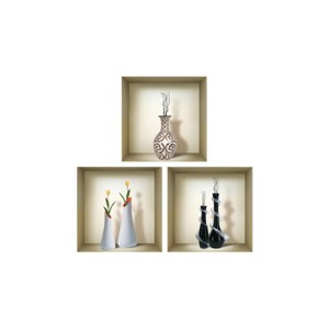 HomeRoots Set of Three Ray Faux Niche 3D Peel and Stick Wall Decals - 1 of 4