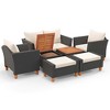 Costway 7 PCS Patio Furniture Set with Loveseat Armchairs Ottomans & Storage Table - 2 of 4