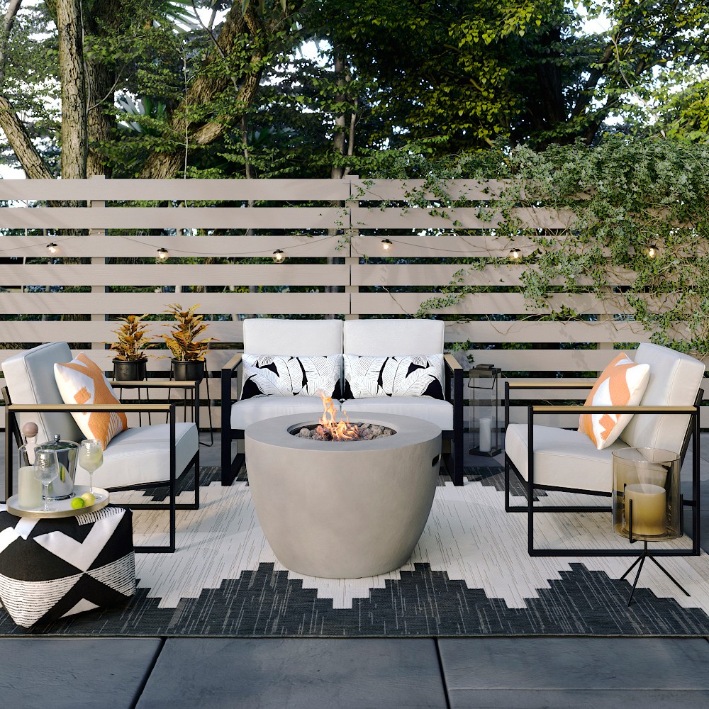 Large Faux Cement Pipestone Firepit - Gray - Project 62