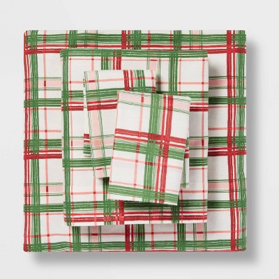 King Holiday Pattern Flannel Sheet Set Plaid - Threshold™