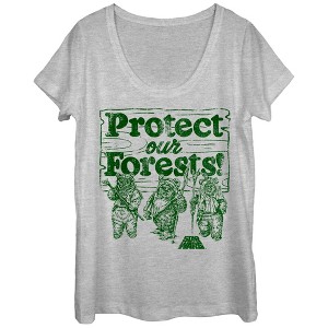 Women's Star Wars Ewok Protect Our Forests Scoop Neck - 1 of 4