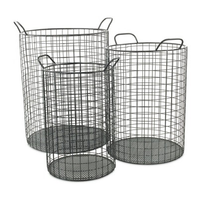 Cheung's Crafton Set of 3 Metal Cylinder Wire Baskets