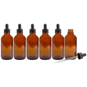 Cornucopia Brands 4oz Glass Dropper Bottles, 6pk; Eye Droopers for Aromatherapy, Cosmetics, and Cooking - 1 of 4