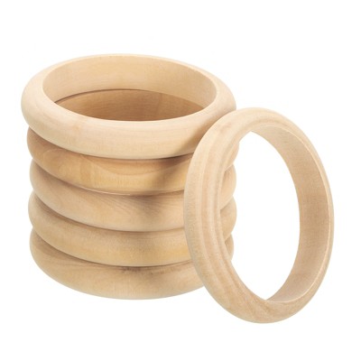 Unique Bargains DIY Crafting Natural Smooth Unfinished Wood Rings 6 Pcs
