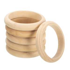 Unique Bargains DIY Crafting Natural Smooth Unfinished Wood Rings 6 Pcs - 1 of 4