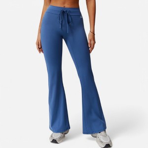 Anna-Kaci Active Women's High Waist Flare Athletic Pants with Drawstring Waist - 1 of 4