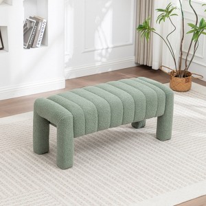 SEYNAR Modern Glam Teddy Velvet Fabric Rectangle Ottoman - 1 of 4