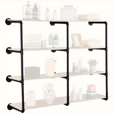 Munora Industrial Pipe Shelf, 4-Tier 3PCS 11.8in W Wall-Mount Storage Rack, Planks Not Included