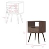 NicBex 15.75 inch Wide Nightstand with 1 Drawer, Side Table with Solid Wood Frame and 4 legs,Bedside Table for Bedroom,Living Room,Walnut/Gray/Oak - 3 of 4