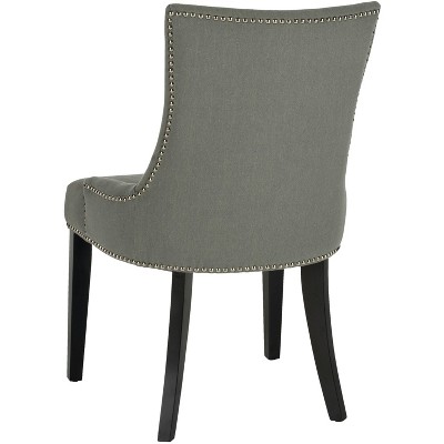 Elegant Sloped-Arm Linen Side Chair in Gray with Birch Wood Legs