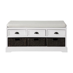 CLIHOME Homes Collection Wood Storage Bench with 3 Drawers and 3 Baskets - 1 of 4