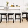 VECELO 24" Counter Height Bar Stools Set of 2/4/6, PU Leather Upholstered Barstools with Metal Frame, Backless Dining Chairs for Kitchen Island, Black - 3 of 4