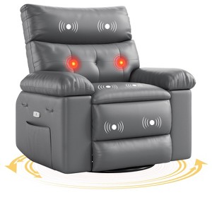 Large Power Lift Recliner Chair, PU Leather 360°Swivel Recliner with Massage and Heat, Rocking Single Sofa Seat for Living Room, Bedroom - 1 of 4