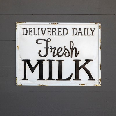 Park Hill Collection Metal Milk Delivery Sign