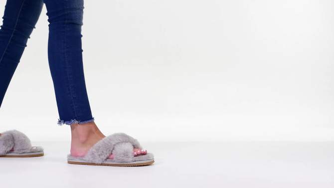 Journee Collection Womens Winkk Comfort Insole Slip On Slide Open Toe Slippers, 2 of 12, play video