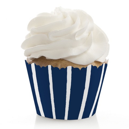 Big Dot of Happiness Navy Stripes - Simple Party Decorations - Party Cupcake Wrappers - Set of 12 - image 1 of 4