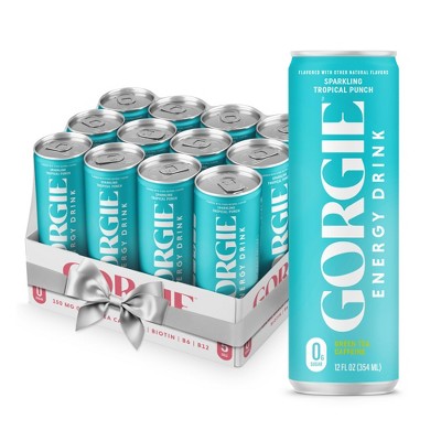 Gorgie Sugar Free Natural Energy Drinks, Sparkling Paradise Punch - 12 Fl Oz Can (Pack of 12)