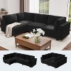 Black Modular L-Shaped Sectional Sofa ¨C 4-Seater Diamond Pattern Couch with Wood Frame for Living Room & Apartment (Easy Assembly) - 2 of 4