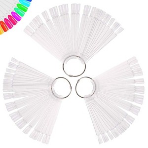 150 Pcs Clear Nail Swatch Sticks with Ring, Fan Shape Nail Art Tips, False Nail Sample Sticks - 1 of 4
