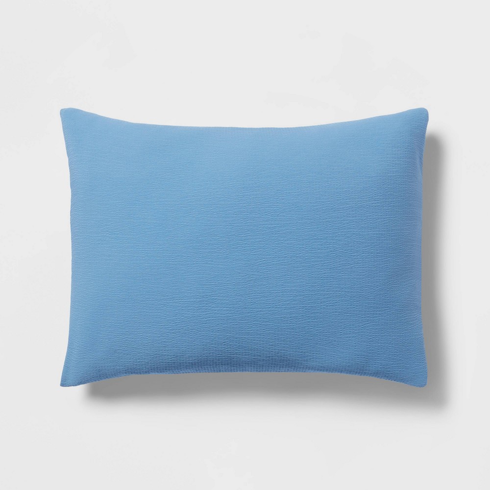 Standard Microfiber Micro Texture Comforter Sham Blue - Room Essentials™