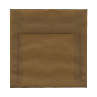 JAM Paper 6 x 6 Square Translucent Vellum Invitation Envelopes Earth Brown 1591937