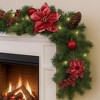 MOEPISY 6FT Christmas Garlands with Lights Artificial Flower Garlands, Burgundy - 2 of 4