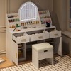 Makeup Vanity with Lighted Mirror, Vanity Desk with Stool, Dressing Table with 3 Drawers & Charging Station for Bedroom, White -ModernLuxe - 2 of 4