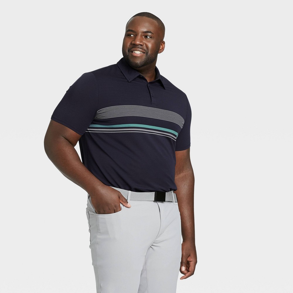 Men's Chest Stripe Golf Polo Shirt - All in Motion Navy L, Men's, Size: Large, Blue was $24.0 now $12.0 (50.0% off)