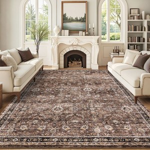 Vintage Area Rug for Living Room, Washable Non Slip Rugs, Low Pile Bedroom Rug for Classroom, Office, Dining Room - 1 of 4
