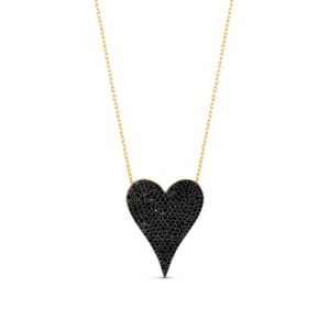 SHYMI Large Pavé Heart Necklace – .925 Sterling Silver, 14k Gold-Plated - Rhodium Plated, Cubic Zirconia Pavé Detailing, Adjustable Chain - 1 of 2