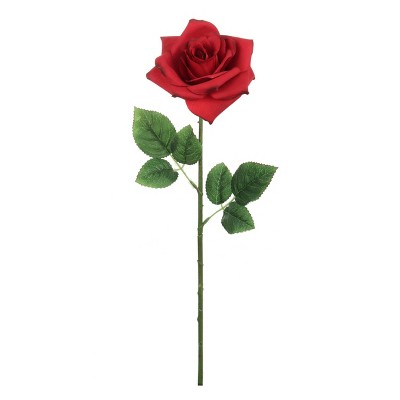 Floral Home 20" Stem Long Red Open Rose - 12-Piece