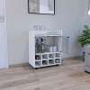 Depot E-Shop Queens Bar Cart 32.28" H, 8-Bottle Holder, Glass-Paneled Cabinet, Aluminum-Touched Top - 3 of 4