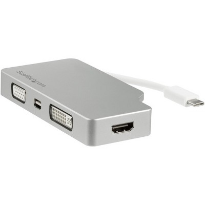 StarTech.com USB-C Multiport Video Adapter - 4-in-1 USB-C to DVI / HDMI / VGA / mDP Video Adapter - Silver- 4K 30 Hz - CDPVGDVHDMDP