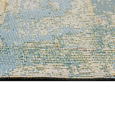 Abstract Marina Blue Rectangular Indoor/Outdoor Easy-Care Rug