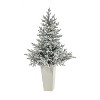 57in. Flocked Fir Artificial Christmas Tree with 300 Warm White Lights & 967 Branches in Tower Planter – Elegant X-Mas Accent - 3 of 4