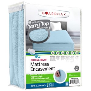 Mattress Protector with Zipper by Guardmax. Terry Cotton Waterproof, Bed Bug Proof, Soft & Comfortable Mattress Encasement with Deep Pockets. - 1 of 4