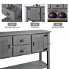 TROPOW 48 Inch Farmhouse Console Table, Farmhouse Entry Table with 2 Drawers and Cabinets, Solid Wood Sofa Table with Shelves for Bedroom,Grey - 4 of 4