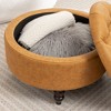 SEYNAR 29.5''Modern PU Leather Round Storage Ottoman with Wood Legs - 3 of 4