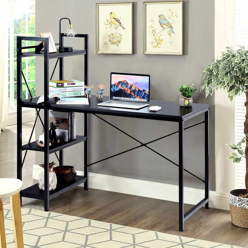 Costway 47.5'' Compact Computer Desk With 4-Tier Storage Bookshelves for Home Office, 4 of 11