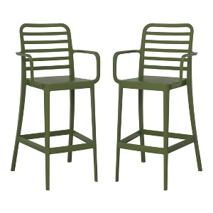 WestinTrends Playa 29.5" Outdoor Polypropylene Plastic Patio Bar Height Stools (Set of 2) - 1 of 4
