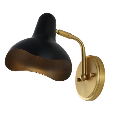 Norrix 10" Black and Brass Gold Wall Sconce Set