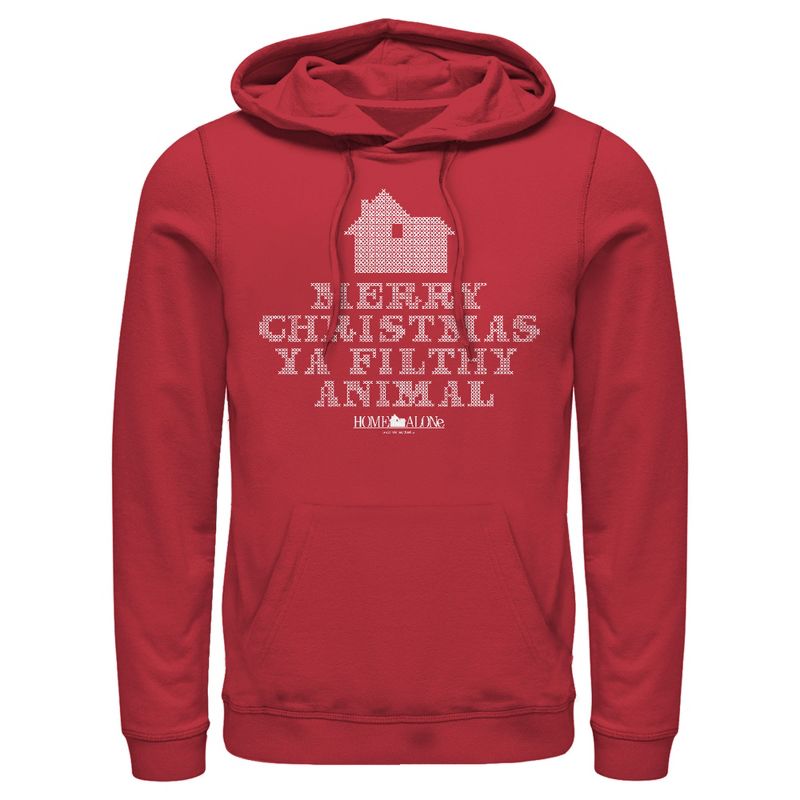 Men's Home Alone Merry Christmas Ya Filthy Animal Cross Stitch Pull Over Hoodie, 1 of 5