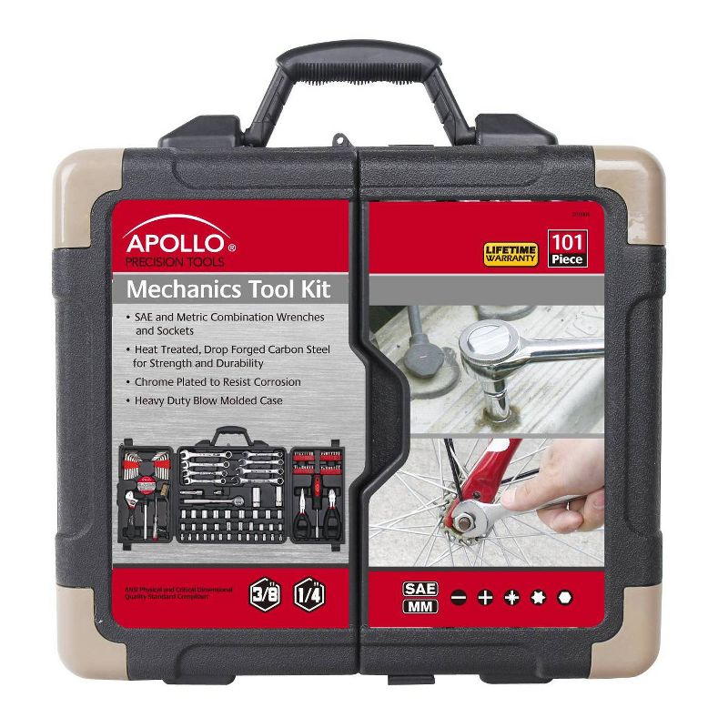 Apollo Tools 101pc Mechanics Tool Kit DT0006 Red, 3 of 10