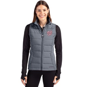 Washington Nationals Cutter & Buck Evoke Hybrid Softshell Recycled Womens Full Zip Vest - 1 of 1