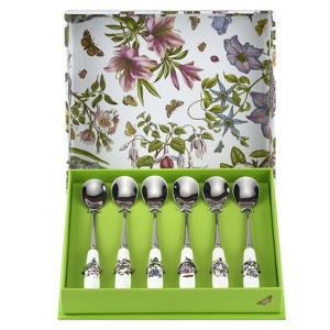 Portmeirion Botanic Garden Teaspoons, Set of 6, Teaspoons with Assorted Floral Motifs, 6 Inch, Made from Stainless Steel with Porcelain Handles - 1 of 4