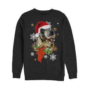 Men's Lost Gods Ugly Christmas Festive T Rex Santa Sweatshirt - 1 of 3