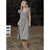 INSPIRE CHIC Women's Gingham Ruffle Cuff Sleeveless Square Neck Smocked A-Line Midi Dresses - 4 of 4