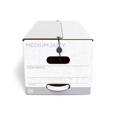 TRU RED Medium Duty File Box String and Button Lid Letter White/Gray TR59221