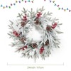 Snow Frosted Pre-Lit 24" Christmas Wreath with Berries & Pine Cones for Front Door Window Wall Decoration - 2 of 4
