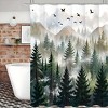 Paaaawaters Green Misty Forest Shower Curtain Set Ombre Sage Green White Waterproof Fabric Shower Curtains - 4 of 4